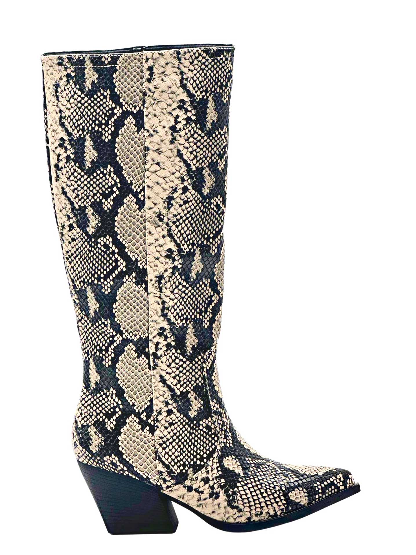 Alix - Cowboystøvle i slangeprint